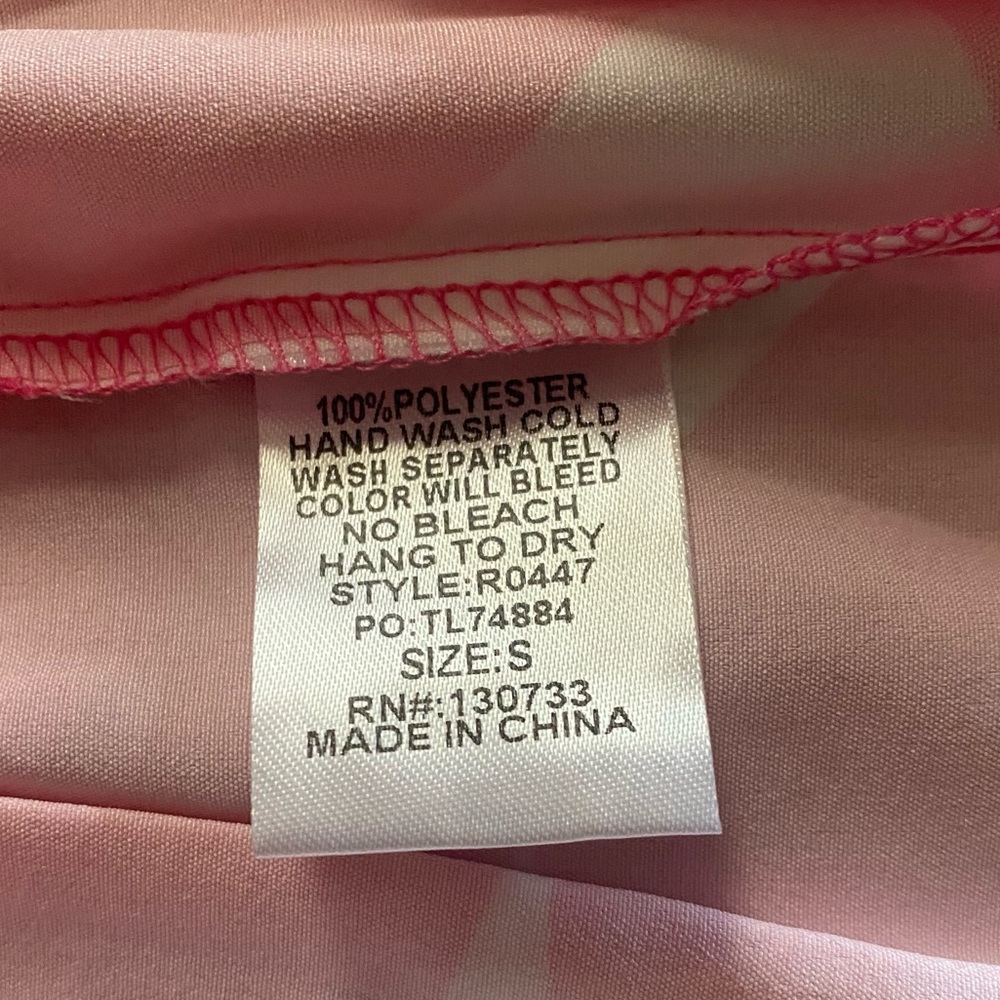 Umgee Pink and White Geometric Peplum Button Front Top - Picture 6 of 10